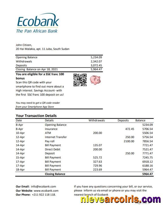 South Sudan Ecobank excel pdf